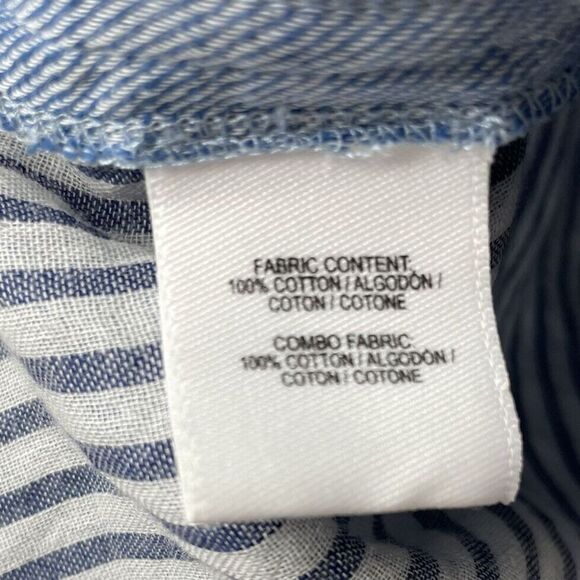 DEREK LAM 10 CROSBY Womens Chambray Top Sz 4 Tie-Detail Popover Tassels Cotton - Picture 8 of 9